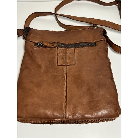 Harbour 2nd EUC Brown Woven Leather Crossbody Shoulder Handbag 10" x 11" MINT - Picture 5 of 12